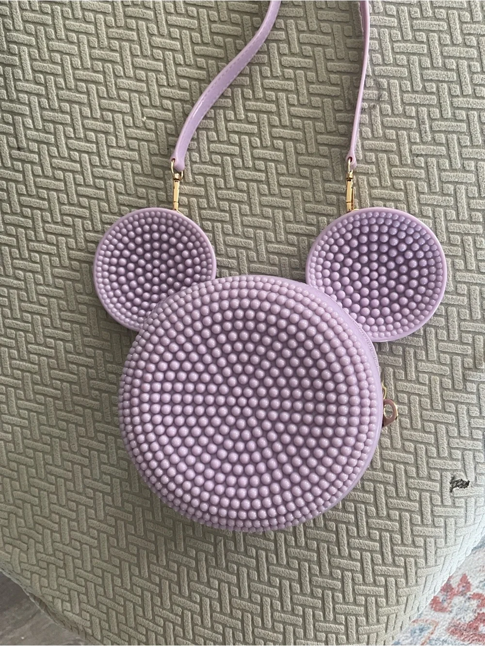 Kids Lilac Beaded Mouse Crossbody Bag
